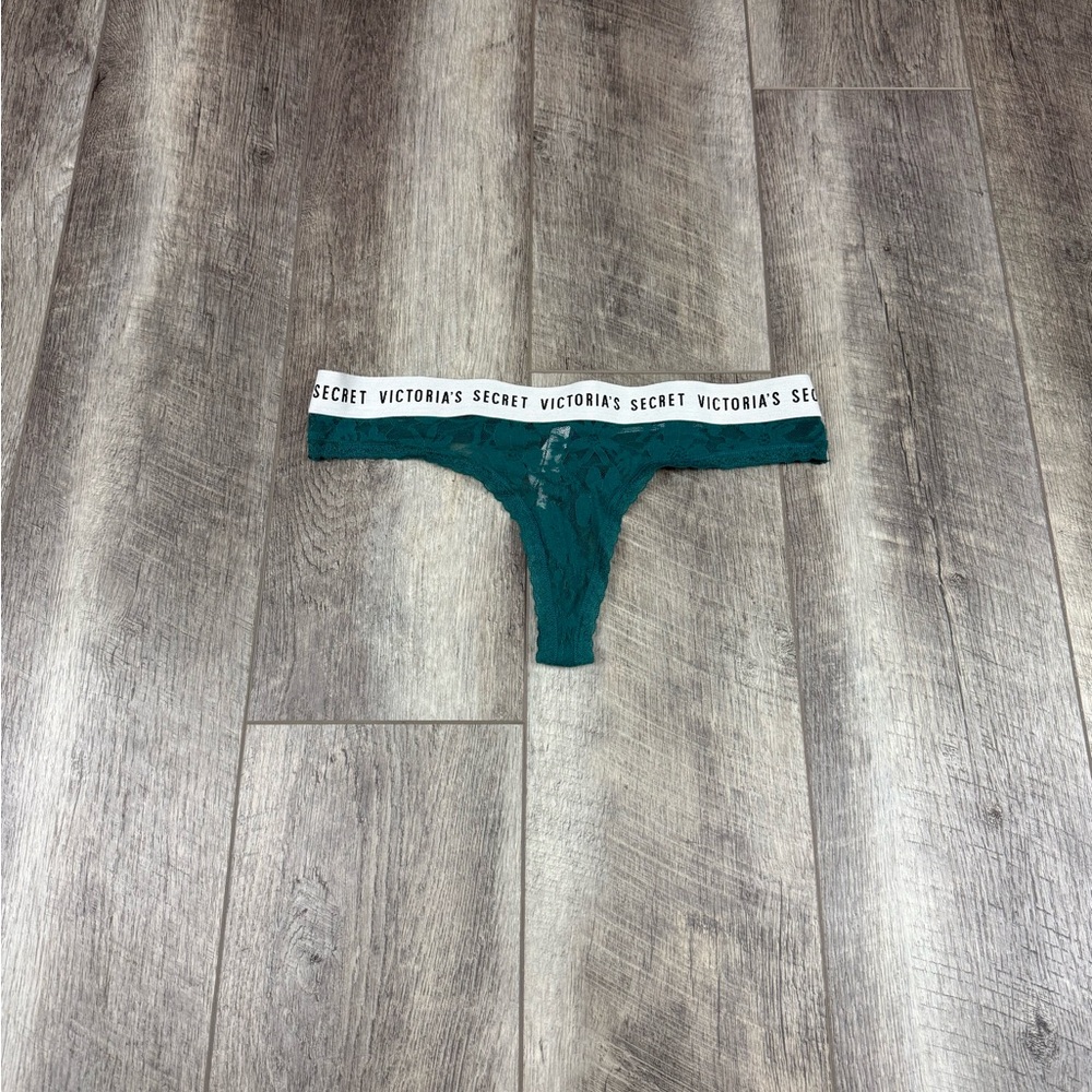 VS Dark Green Lace Thong